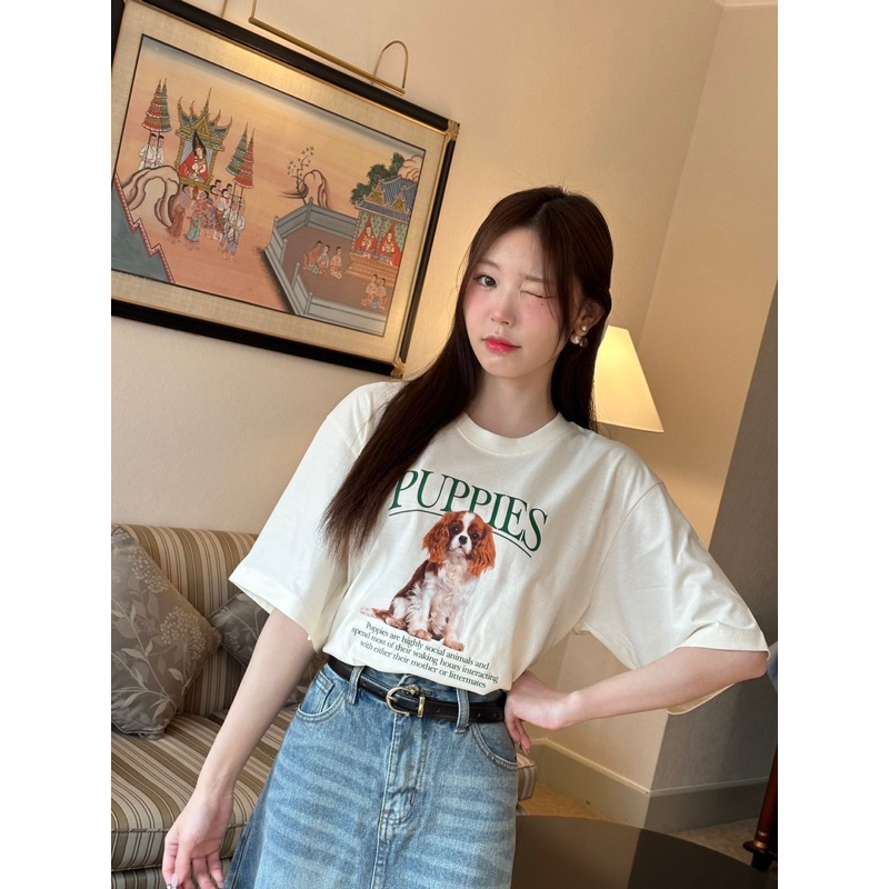 (oversize.summer) เสื้อยืดโอเวอร์ไซส์ Oversize Tee Puppies -Hello-(พร้อมส่ง)