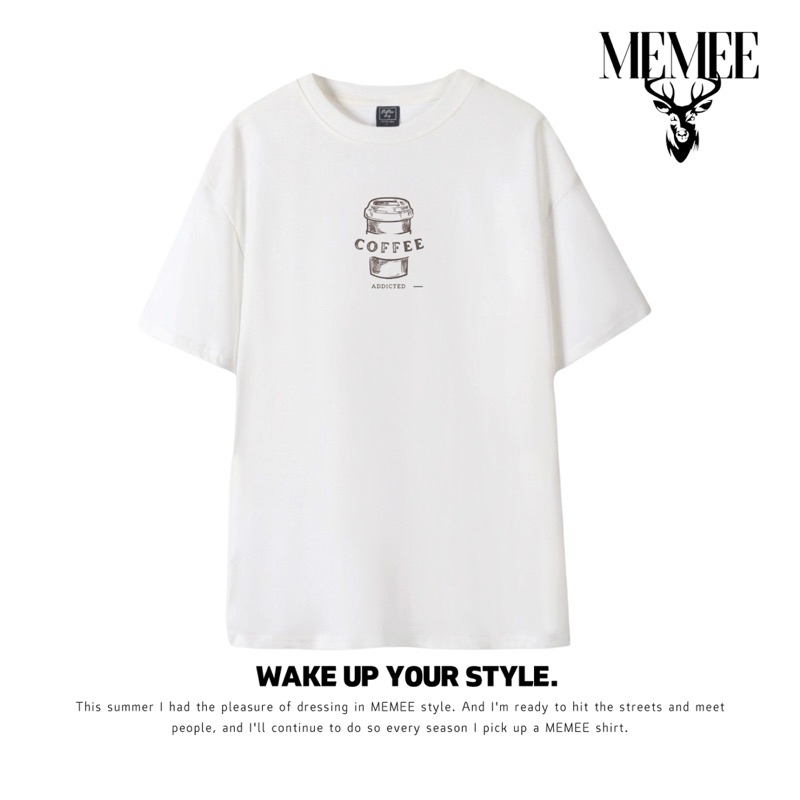 MEMEE COTTON USA ผ้าหนานิ่ม ทรงสวย คอสวยS-3XL (COFFEE)