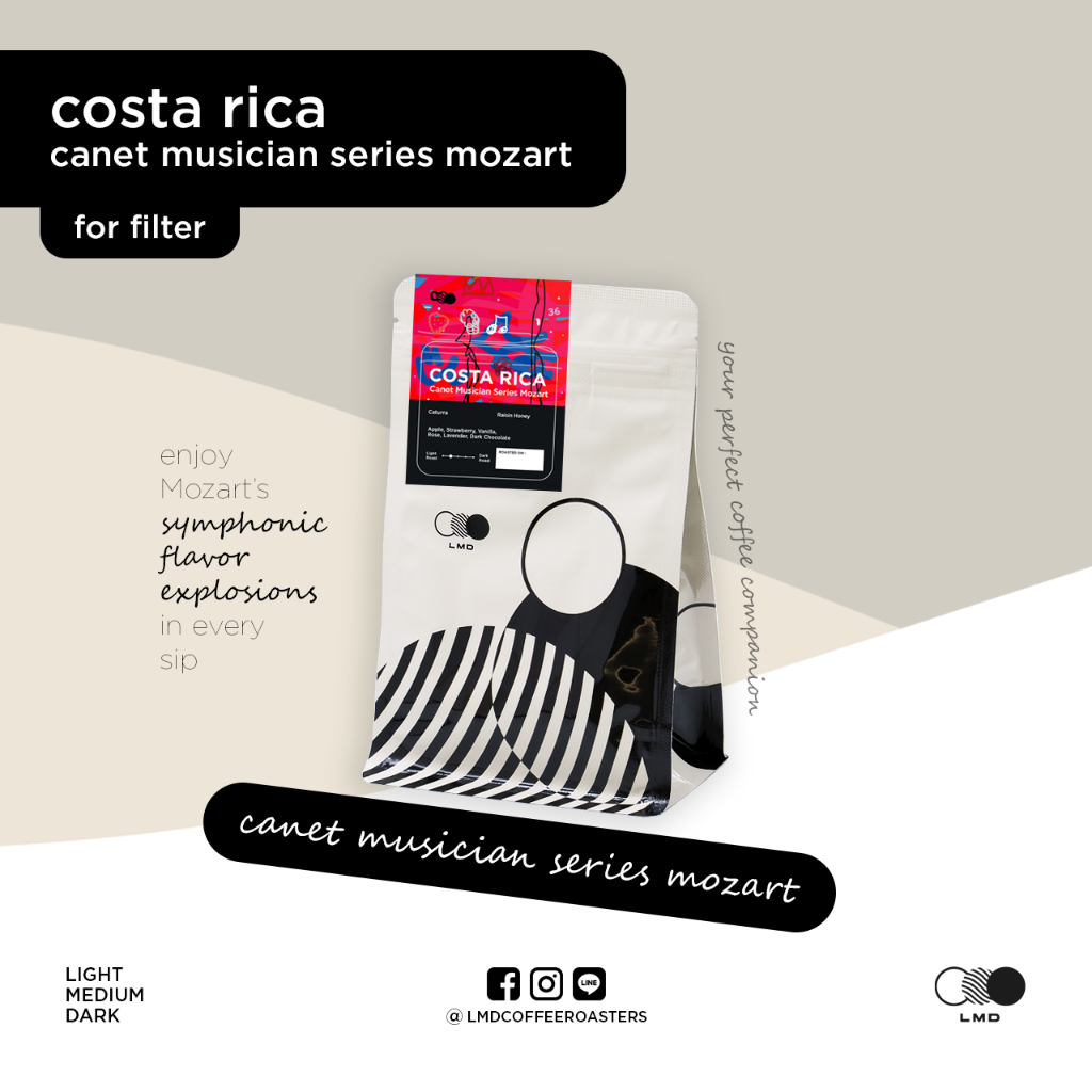 เมล็ดกาแฟคั่วอ่อนค่อนกลาง Costa Rica Canet Musician Series Mozart by LMD Coffee Roasters