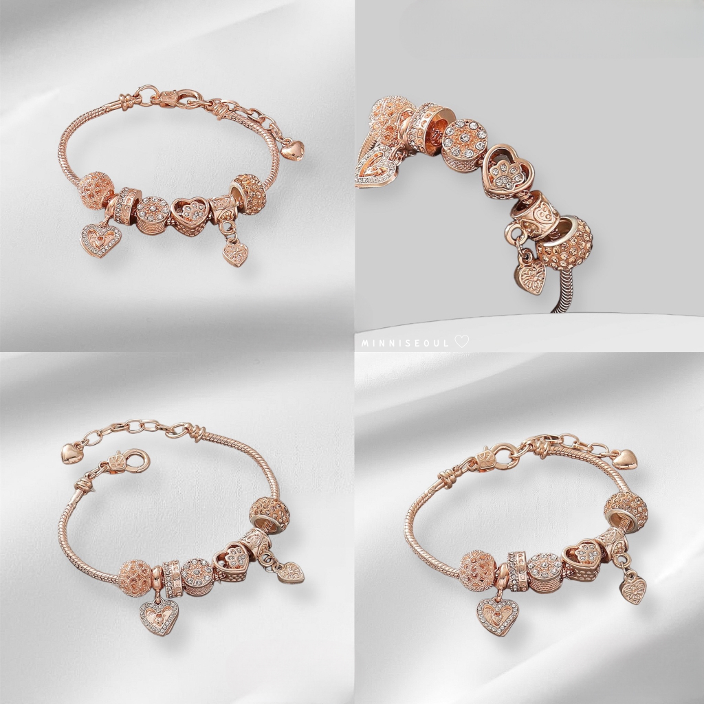 A75 สร้อยข้อมือ BEAUTIFUL LOVE HEARTS Rose gold ไม่ลอก ไม่ดำ สายปรับได้ จัดส่งทุกวัน