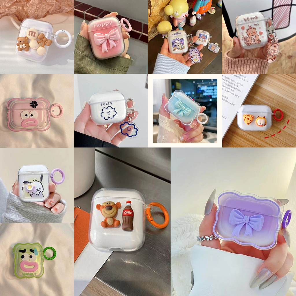 Caseหมีน่ารักกระต่าย สำหรับAirPods 3 2 1 Pro การ์ตูน TPU Case for AirPods Pro ปลอกหุ้มสัตว์น่ารักหูฟัง ปลอกซิลิโคนอ่อนใส