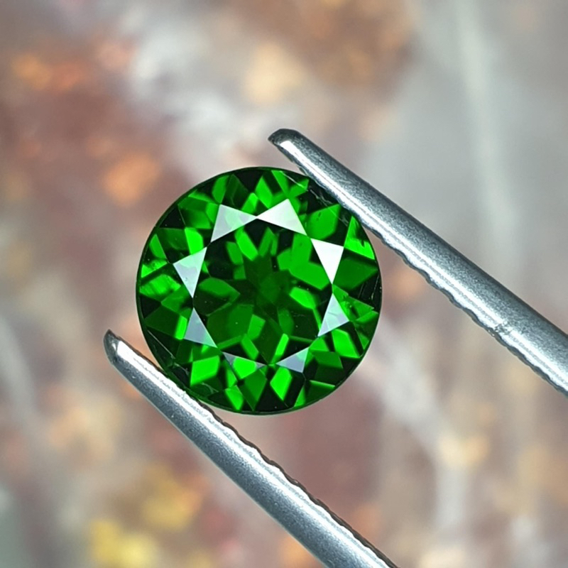 กลม 7มิล 1เม็ด‘ พลอยแท้ กรีนโครมดิออพไซด์ Natural Chrome Diopside สีเขียวสด ฉ่ำมากๆ กรีนโครม พลอย พลอยสีเขียวสด ธรรมชาติ