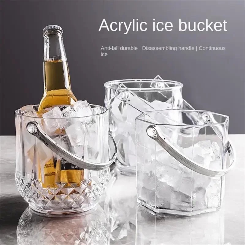 แก้วถังหูหิ้ว ถังเหล้าปั่น Acrylic ice bucket แถมที่คีบน้ำแข็ง