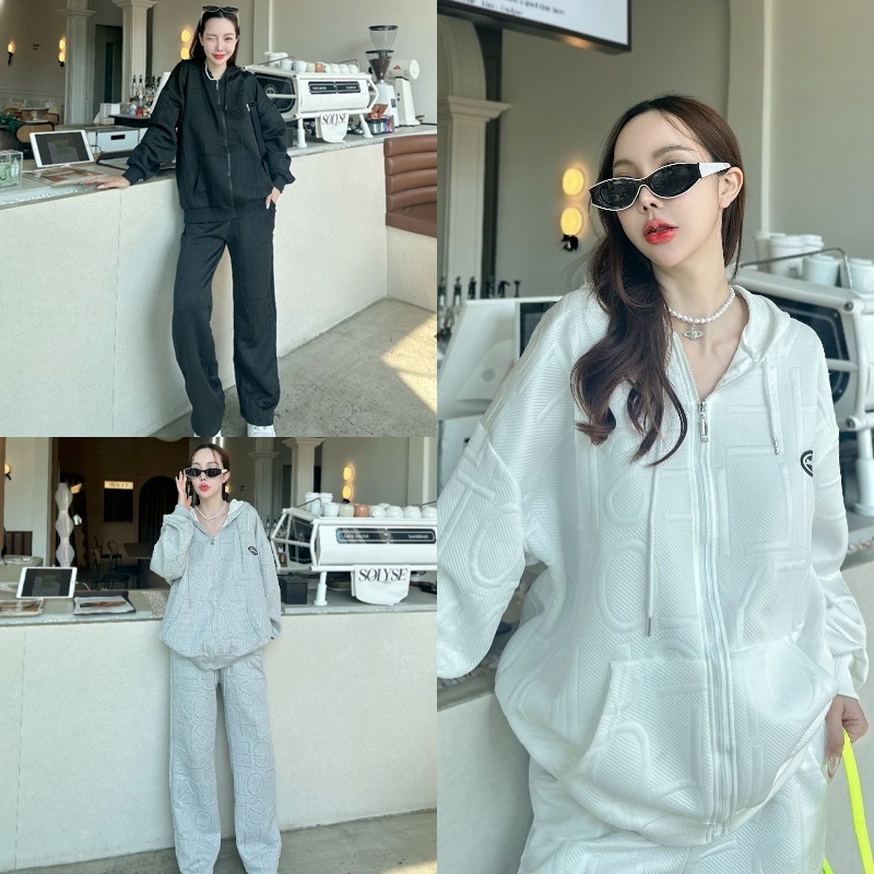 เสื้อแจ็คเก็ตกันหนาวแขนยาวผู้หญิงเกาหลี ทรงหลวม ลายตัวอักษรนูน เสื้อแจ็คเก็ตสตรีฮิปฮอป TZ92