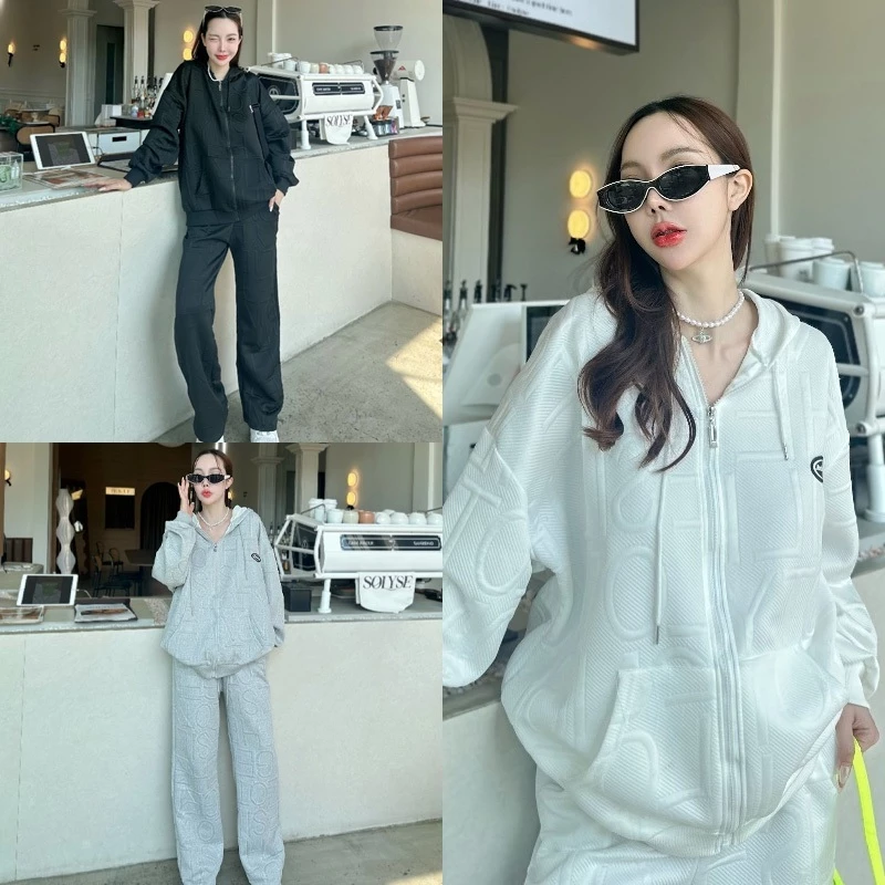 เสื้อแจ็คเก็ตกันหนาวแขนยาวผู้หญิงเกาหลี ทรงหลวม ลายตัวอักษรนูน เสื้อแจ็คเก็ตสตรีฮิปฮอป TZ92