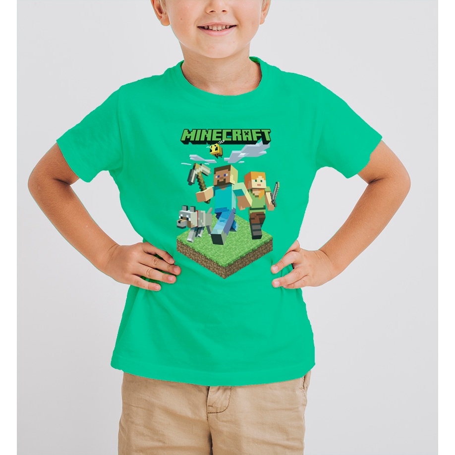 เสื้อยืดลาย Minecraft ผ้าคอนตอล เกรดพรีเมี่ยม พร้อมส่ง