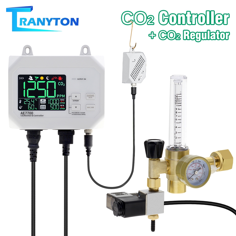 มาใหม่ CO2 Controller เครื่องวัดและควบคุมก๊าซคาร์บอนไดออกไซด์ เครื่องวัดก๊าซคาร์บอนสำหรับห้องปลูก ควบคุมการเปิด-ปิด