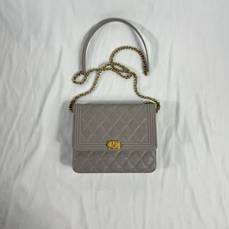 CHANEL Woc Boy 6.5 Grey Caviar Bag Y.19