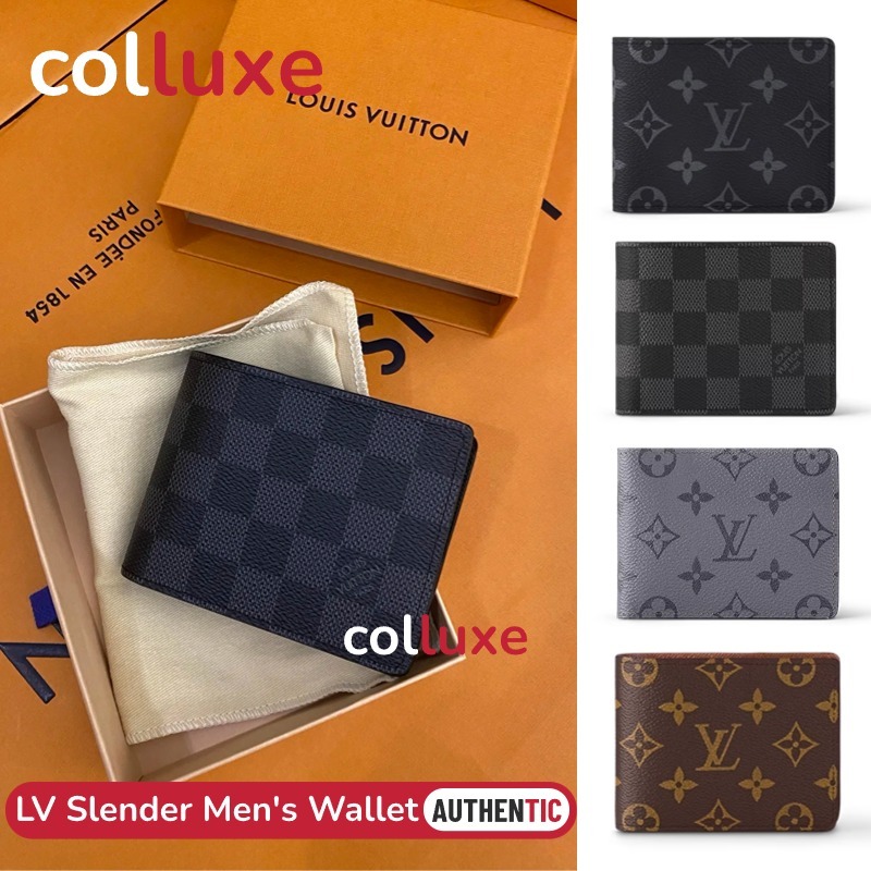 👜หลุยส์วิตตอง Louis Vuitton กระเป๋าสตางค์รุ่น Slender &amp; Multiple Wallet LV ผู้ชาย/กระเป๋าสตางค์