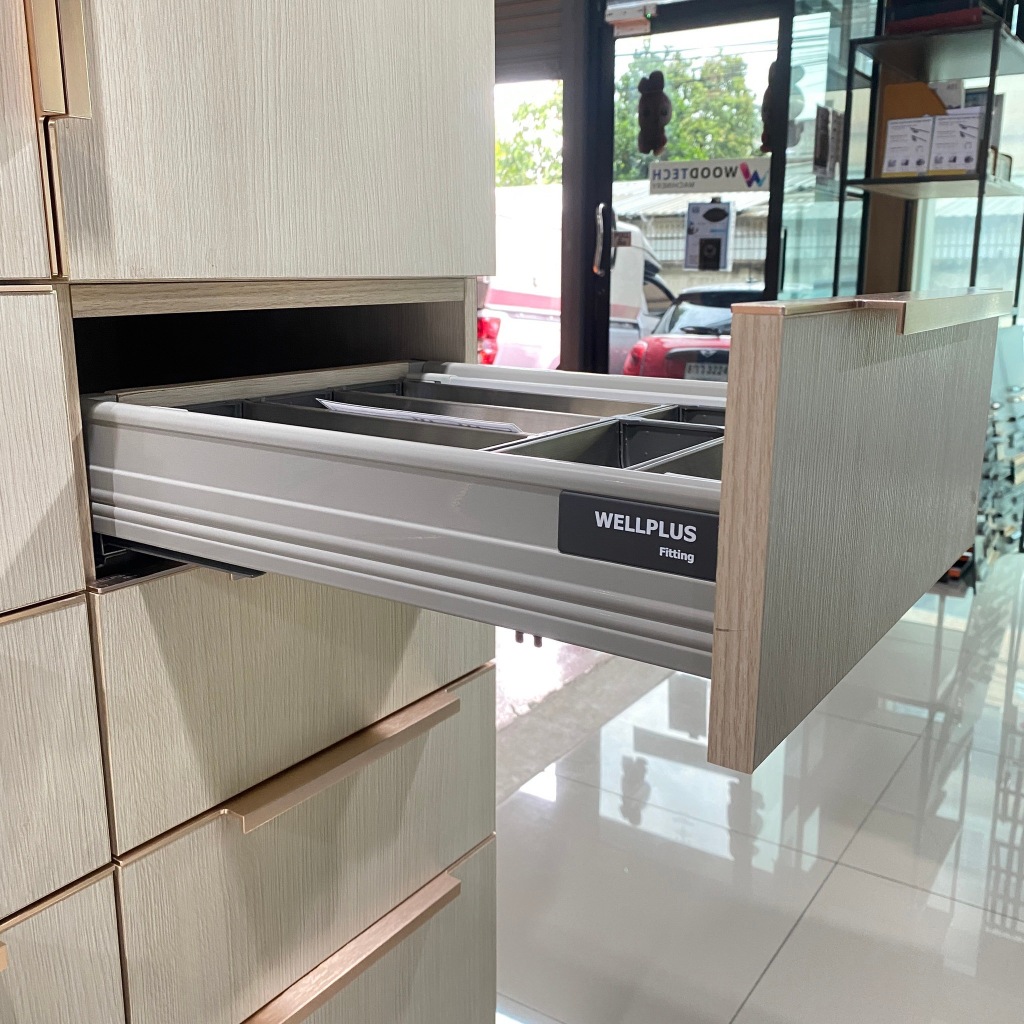 ชุดรางลิ้นชักสำเร็จรูปพร้อมแผงข้าง (TANDEM BOX) ระบบราง Softclose การปิดที่นุ่มนวล