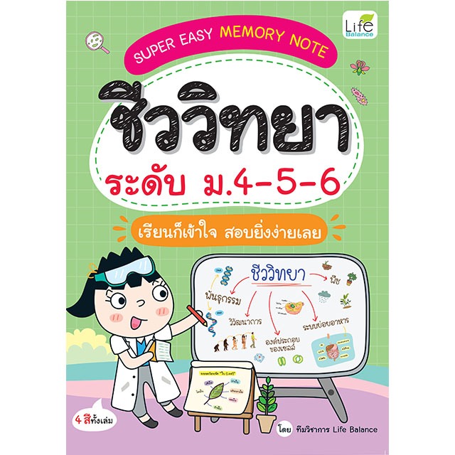INSPAL : หนังสือ SUPER EASY MEMORY NOTE ชีววิทยา ระดับ ม.4-5-6 เรียนก็เข้าใจ สอบยิ่งง่ายเลย 9786163814159 (LifeBalance)
