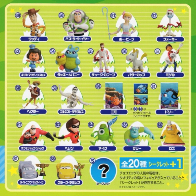 Furuta; Disney Pixar Series 5 Choco Egg มี 20+(1 ตัวลับ) แบบ ของแท้💯%จากญี่ปุ่น