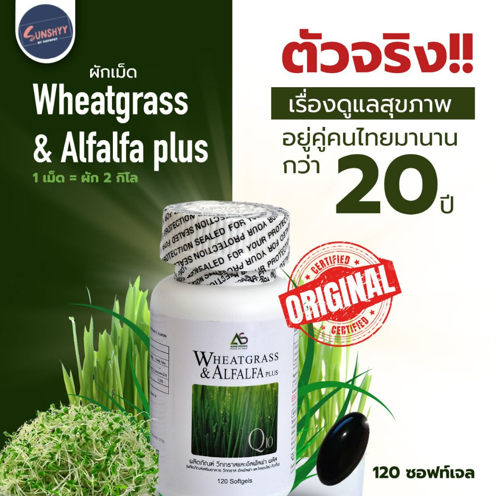 ผักเม็ด Wheatgrass & Alfalfa Plus วีทกราสและอัลฟัลฟา พลัส ผักอัดเม็ด สกัดเย็น สร้างภูมิคุ้มกัน