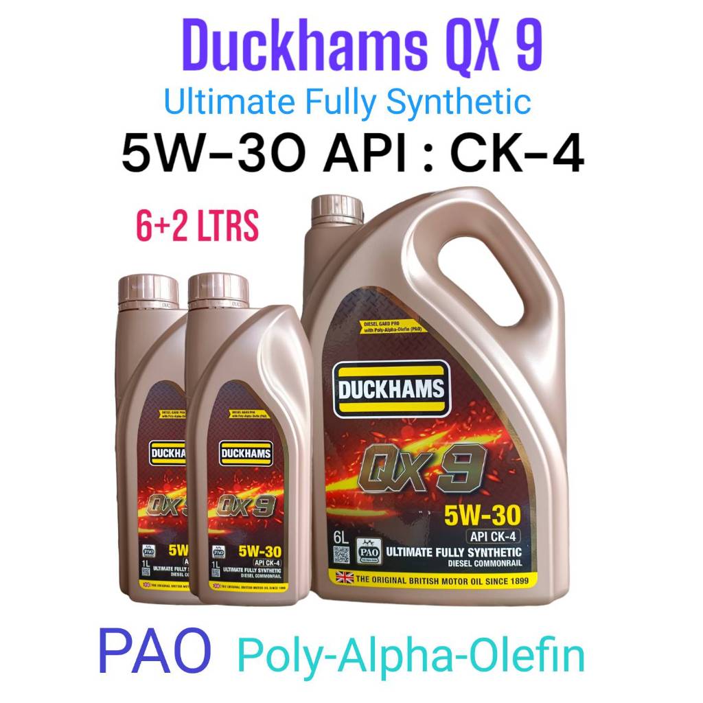 QX9 5W-30 Duckhams 6ลิตร,7ลิตร,8ลิตร,API:CK-4 with PAO Poly-Alpha-Olefin Ultimate Fully Synthetic