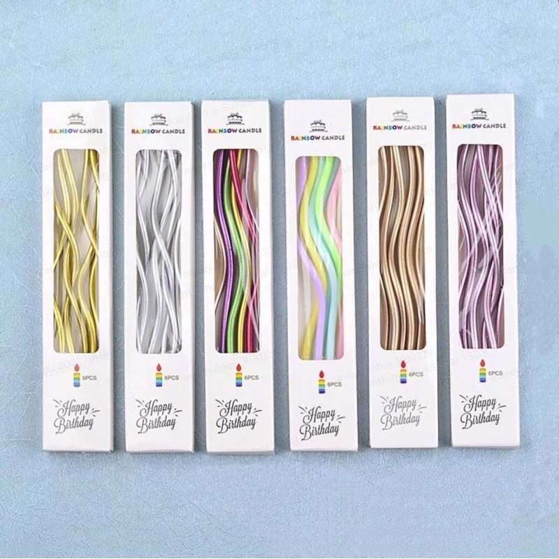 (พร้อมส่ง)เทียนวันเกิด เทียนเกลียวพาสเทล เทียนวันเกิดเกลียวเมทัลลิค สวยหรู