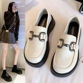 สุภาพสตรีรองเท้าหนังขนาดเล็กสไตล์อังกฤษหนาด้านล่างลำลองนักเร…