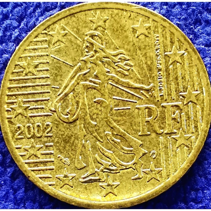 เหรียญ​ยูโร​ ฝรั่งเศส​ France, 50 Euro​Cent, ใช้แล้ว, #4272