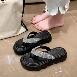 รองเท้าแตะหูคีบพื้นหนา สีสดใส สำหรับผู้หญิง