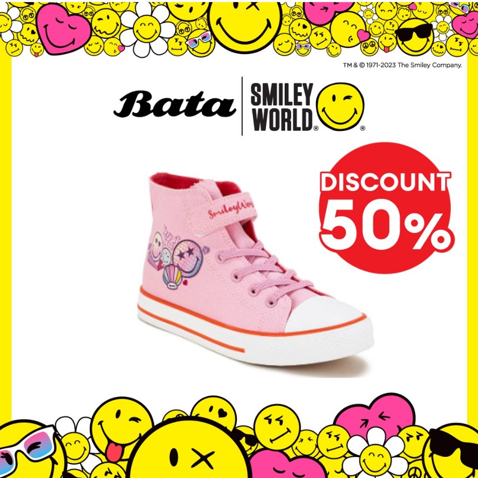 Bata บาจา by North Star SMILEY รองเท้าผ้าใบสนีคเกอร์แฟชั่น แบบผูกเชือกหุ้มข้อ   รุ่น SMILEY สำหรับผู้หญิง สีชมพู 5095558