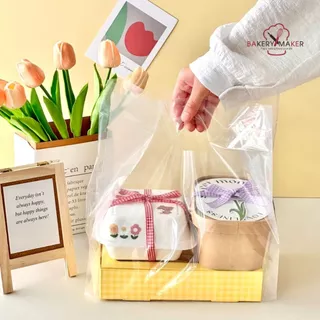 ถุงหิ้วพลาสติก ถุงใส 3 ขนาด / ถุงหิ้วใส - ถุงหิ้วขุ่น แบบหนา ขยายข้าง ใส่เค้ก