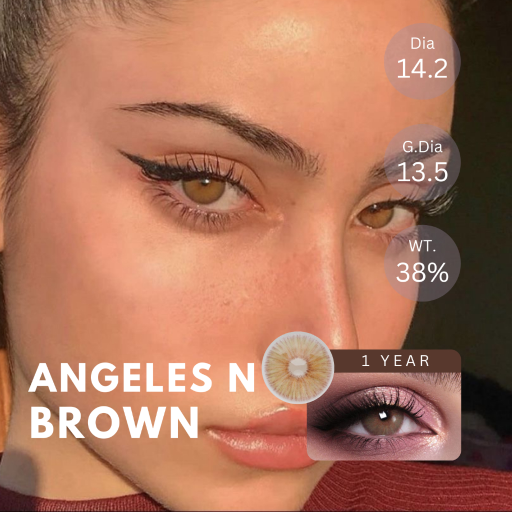 (ทักสอบถามสต็อกก่อนกดสั่ง) คอนแทคเลนส์ (รายปี) รุ่น Angeles N สี Brown  | Dia 14.2 | 📦ค่าสายตา 0.00 