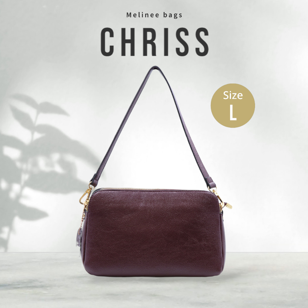 MLN bags กระเป๋าสะพายข้างผู้หญิง รุ่นChriss(size L) มีทั้งสายสั้นและยาว ใส่กระเป๋าตังค์ได้