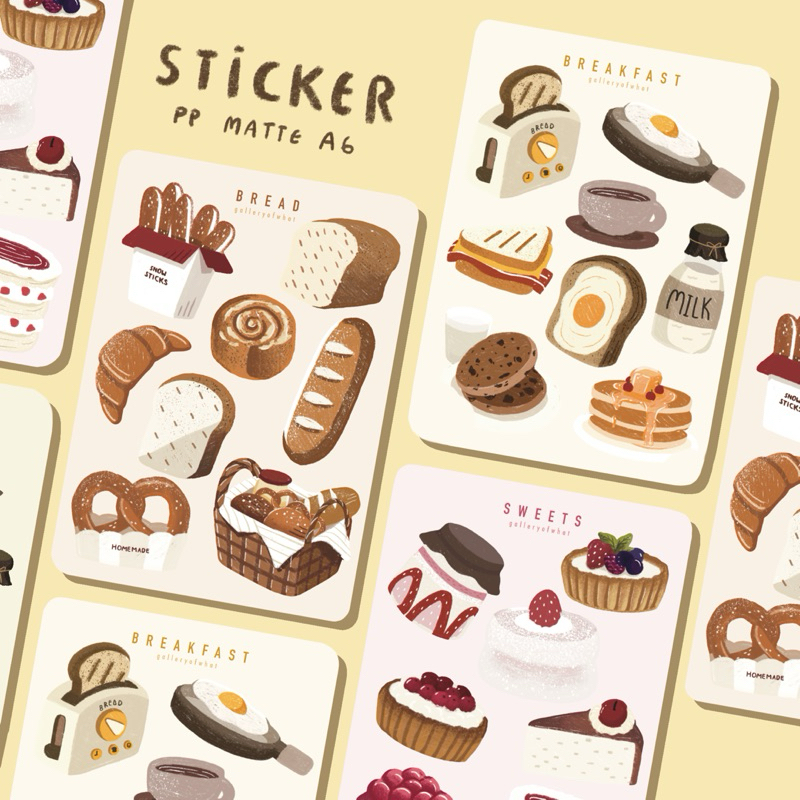 Stickers PP กันน้ำ food collection🥐🥨🍰 [galleryofwhat]