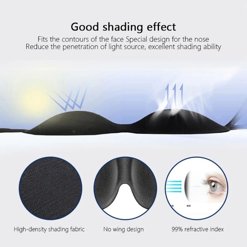 ที่ปิดตาป้องกันแสง สีดำ ที่ปิดตา 3D ฟรีไซส์สำหรับผู้ใหญ่ ปิดตา เวลานอน ป้องกันแสงแยงตา สำหรับผู้ที่มีปัญหานอนหลับยาก