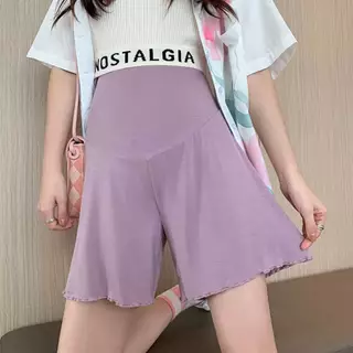 กางเกงคนท้อง ขาสั้นผ้าพริ้วสวมใส่สบาย เอวสูงคลุมปิดหน้าท้องได้อย่างดี