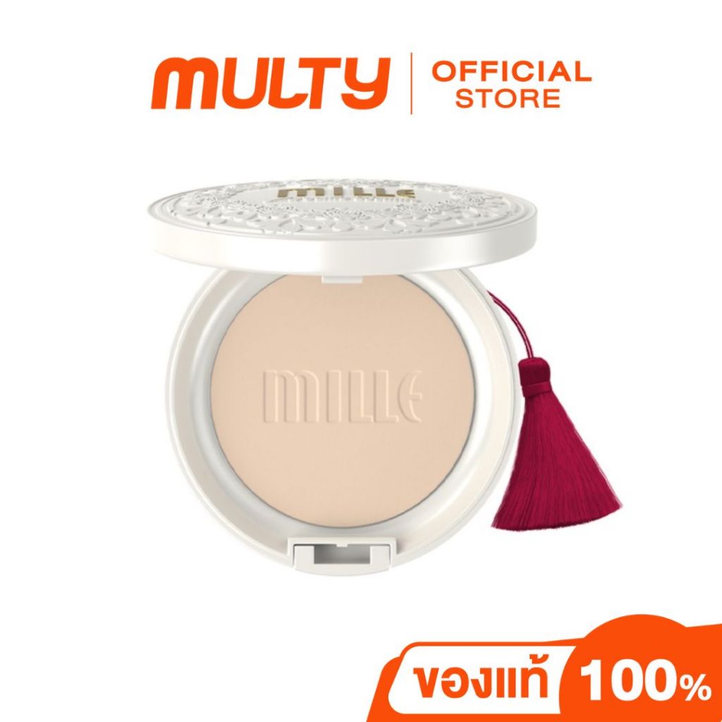 Mille Super Whitening Gold Rose Pact SPF48 PA++ แป้งพัฟ เนื้อแมท แป้งสเนลคอลลาเจน