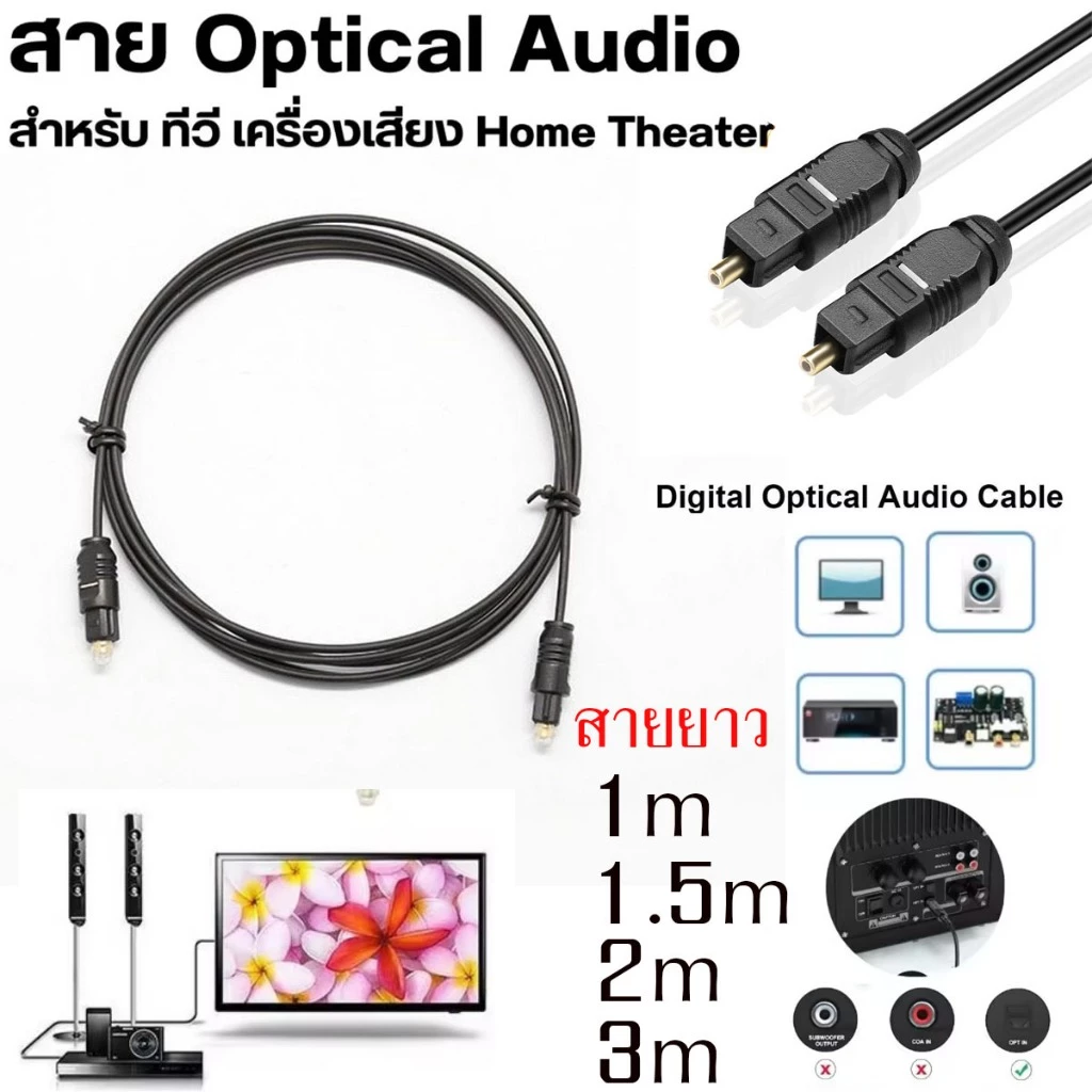 สาย Optical สายออฟติคอล สาย Digital Audio Optical Optic Fiber SPDIF