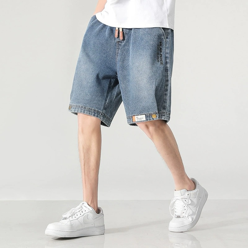 Clothingfashion กางเกงยีนส์ขาสั้นเอวยางยืดผู้ชาย ผ้ายีนส์ยืด รุ่น M0750