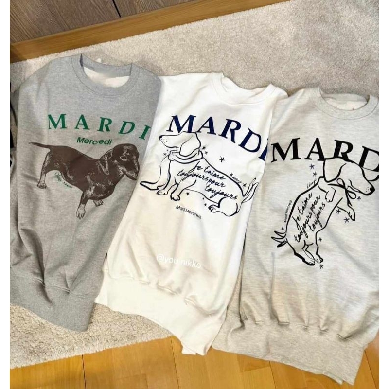 เสื้อสเวตเตอร์แขนยาว สีเทา สีขาว สีกรม ลายMardi