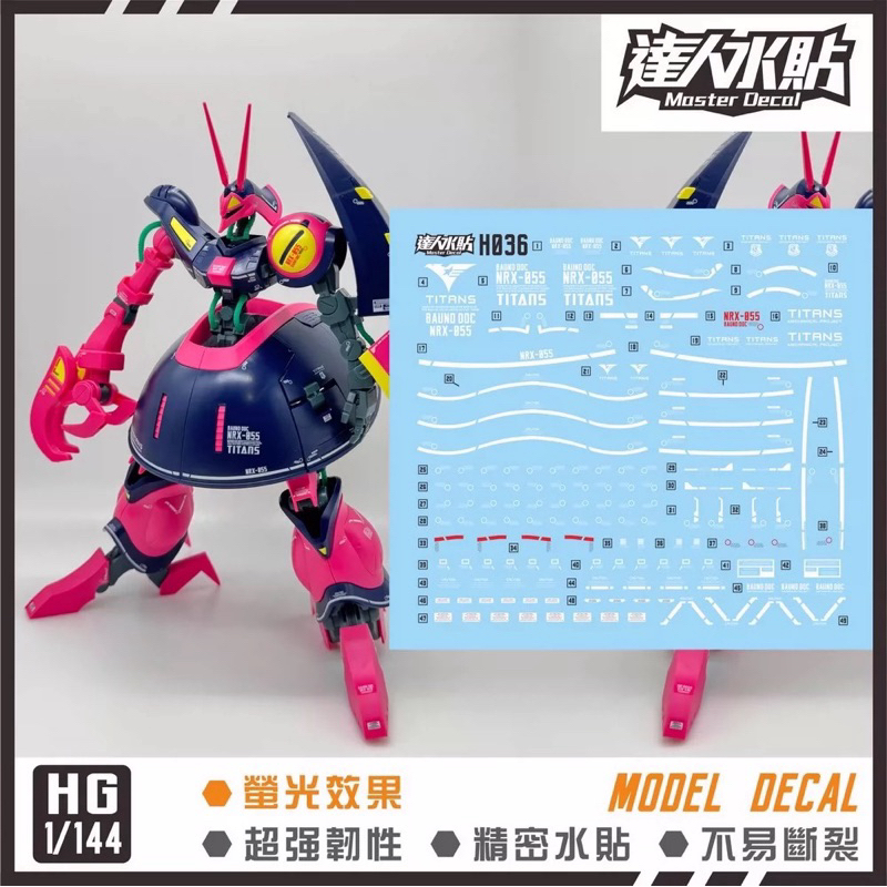 🟥ดีคอลน้ำ DL 036  DECAL HG BAUND DOC NRX-055 เรืองแสงแบล็คไลท์