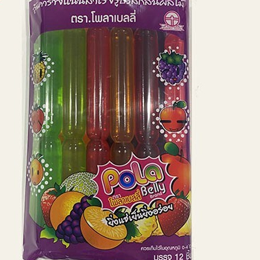 เยลลี่ตัวดูด ไอศรีม Pola Belly โพล่าเบลลี่กลิ่นผลไม้ 85 กรัม บรรจุ 12 ชิ้น หวานเย็น นํ้าหวานรสผลไม้