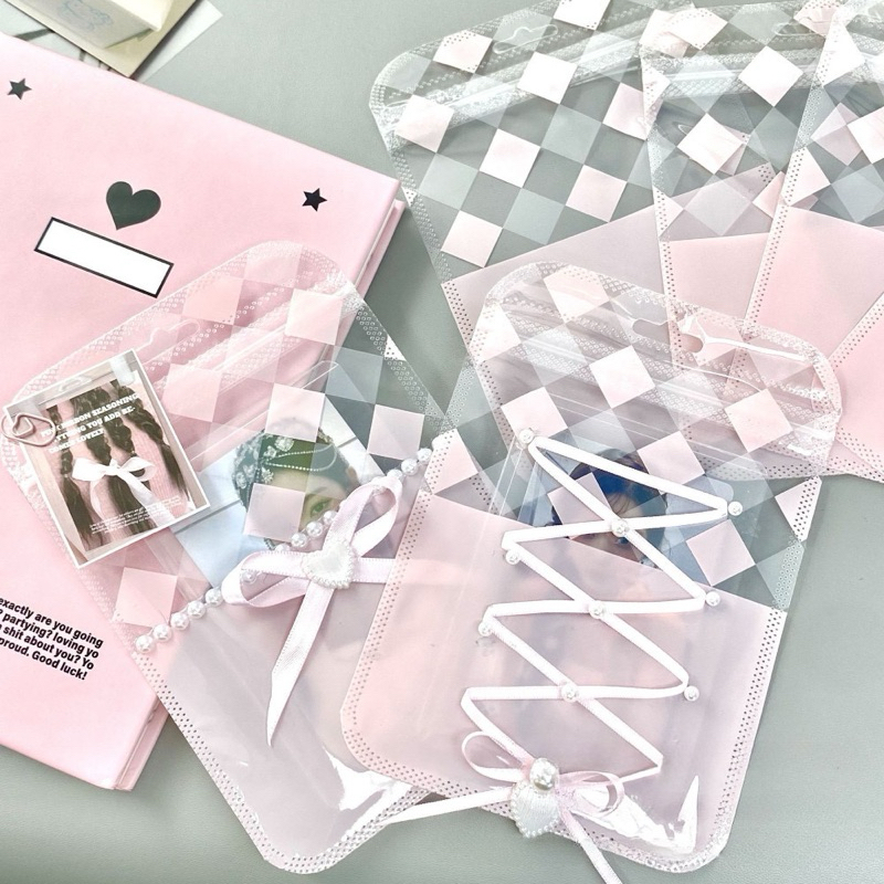 🌸🩷พร้อมส่ง!ถุงซิปล็อค ลายสก็อตสีชมพู แพค10ชิ้น ซองแพคการ์ด สวยตาแตก🎀