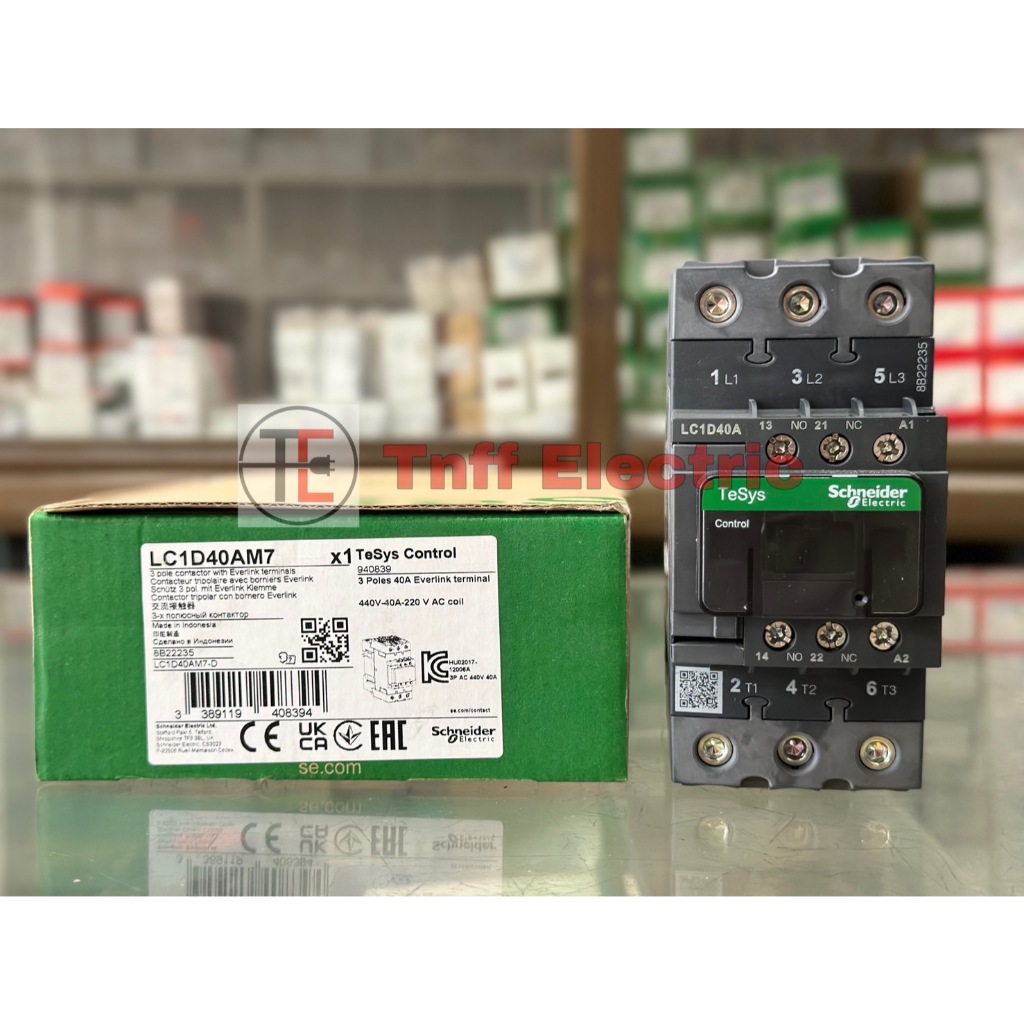 Schneider LC1D40AB7, LC1D40AE7, LC1D40AF7, LC1D40AM7 แมกเนติก คอนแทคเตอร์ (1NO + 1NC)