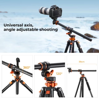 K&F CONCEPT 2.3m ขาตั้งกล้อง T254A7+BH-28L เพลากลางไขว้พับเก็บได้แมกนีเซียมอลูมิเนียมอัลลอยด์