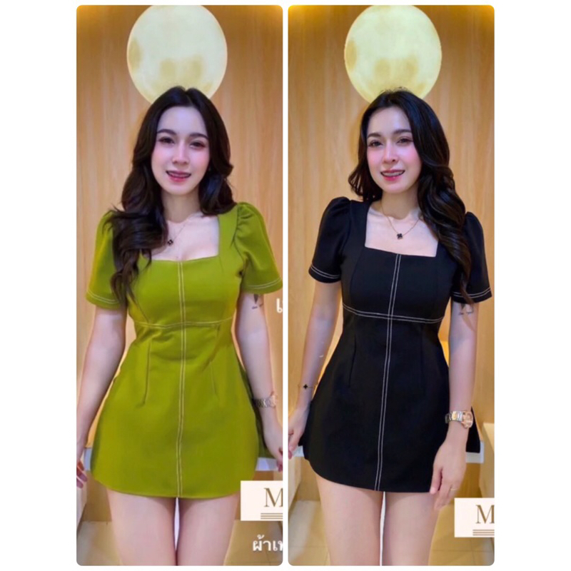 ผ้าเทพ!! โรเชช Set 2 ชิ้น เสื้อเย็บ แต่งแถบ ด้าย ผ่าด้านข้างเล็กน้อยทั้ง2ข้าง มาพร้อมกางเกงขาสั้นเข้าชุด