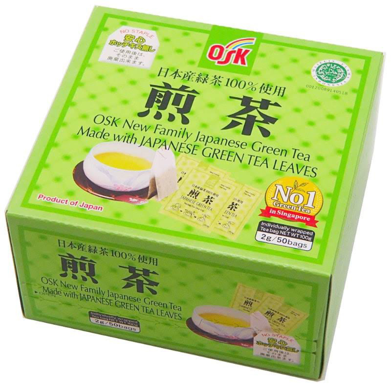 แท้ ใหญ่ OSK new family japanese green tea 2g. 50+10bag fl สินค้าจากญี่ปุ่น🇯🇵 ชาเขียวญี่ปุ่น 60ซอง