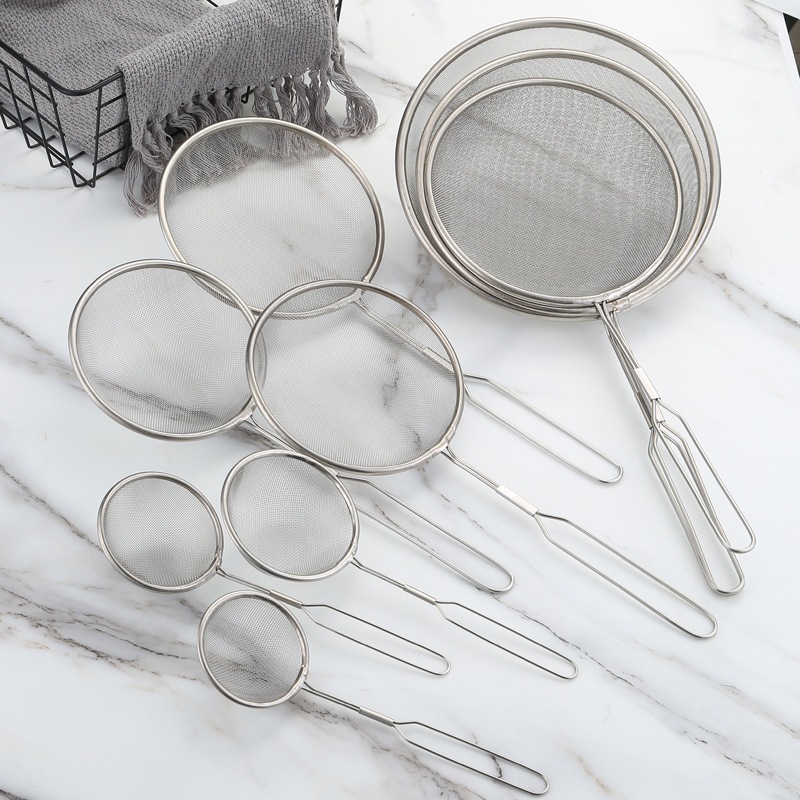 ช้อนกรองกากน้ำมันในครัวที่ใช้ในครัวเรือนสแตนเลสกรองนมถั่วเหลือง