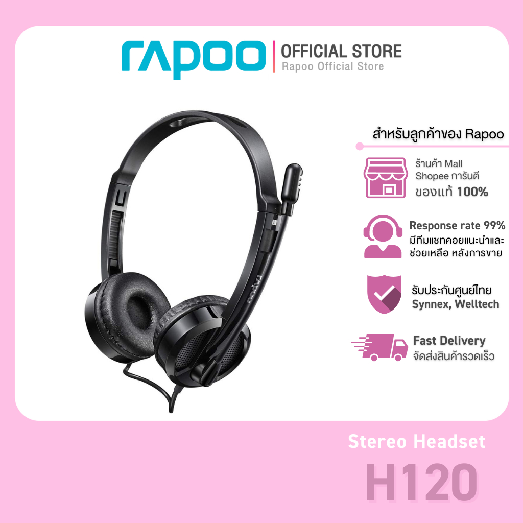 Rapoo รุ่น H120 USB Stereo Headset (HT-H120-BK)