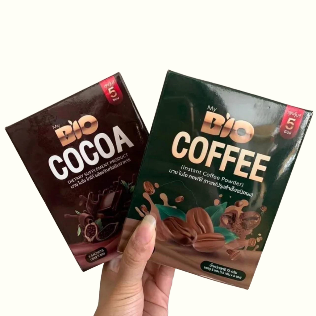 My Bio Dextox Coffee มาย ไบโอ กาแฟ / My Bio Cocoa มาย ไอโอ โกโก้ 1 กล่อง 5 ซอง