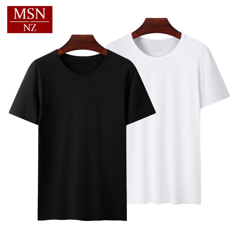 Mingshinanเสื้อยืด ไม่ย้วย ไม่หด ไม่ต้องรีด เสื้อยืดสีพื้น คอกลม ผ้านิ่มสวมใส่สบาย M-5XLไม่จำเป็น
