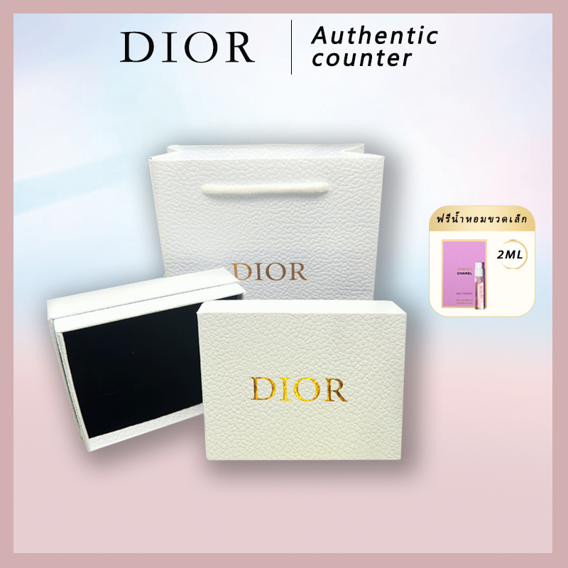 กล่องของขวัญลิปสติก Dior ของแท้ของใหม่ กล่อง Dior + กระเป๋า Dior ฟรีตัวอย่างน้ำหอม 2ml