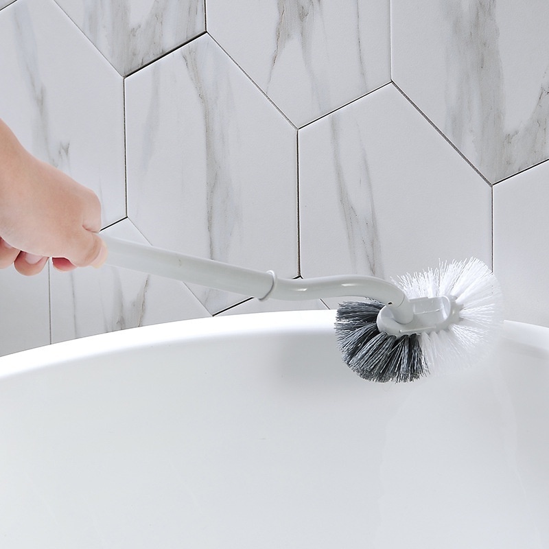 แปรงขัดห้องน้ำ แปรงขัดชักโครก ที่ขัดโถส้วม คอโค้ง ขจัดสิ่งสกปรกของจุดบอด ทำความสะอาดพื้น ชักโครก ด้ามยาวจับถนัดมือ ขาว - รูปที่ 2