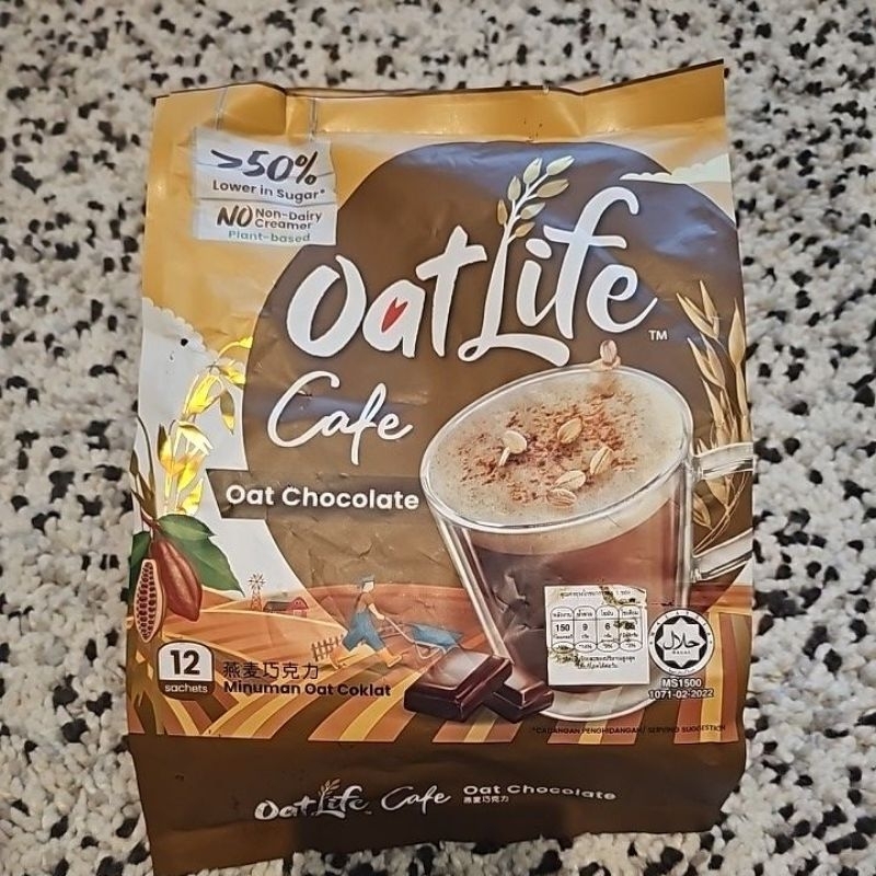 นมข้าวโอ๊ต รสช็อกโกแลต ตราโอ๊ตไลฟ์ (12 ซอง) Oatlife Cafe Oat Chocolate (12 sachets)