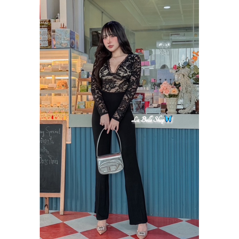 💕ShopBypuy💕จั๊มสูทลูกไม้คอวีขายาวซิปหลัง🔥เซ็กซี่สุดๆ🔥เข้าแล้วจ้า - รูปที่ 3