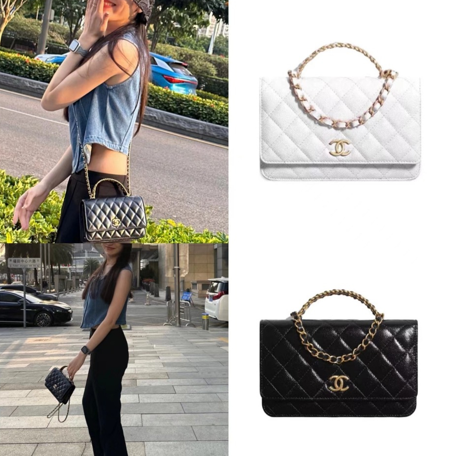 Chanel/Female Bags/WOC Series/LOGO Handle Bag/Chain Bag/กระเป๋าถือ/Crossbody Bag/100%