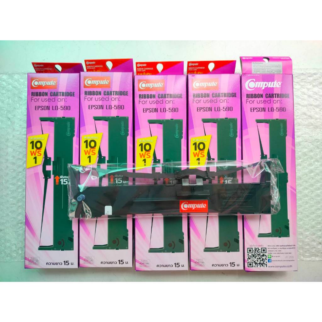 ผ้าหมึก EPSON รุ่น LQ-590 LQ590 LQ590ii ตลับหมึกพร้อมใช้งาน หมึกพิมพ์บิล เครื่องดอทหัวเข็ม (10ฟรี1)